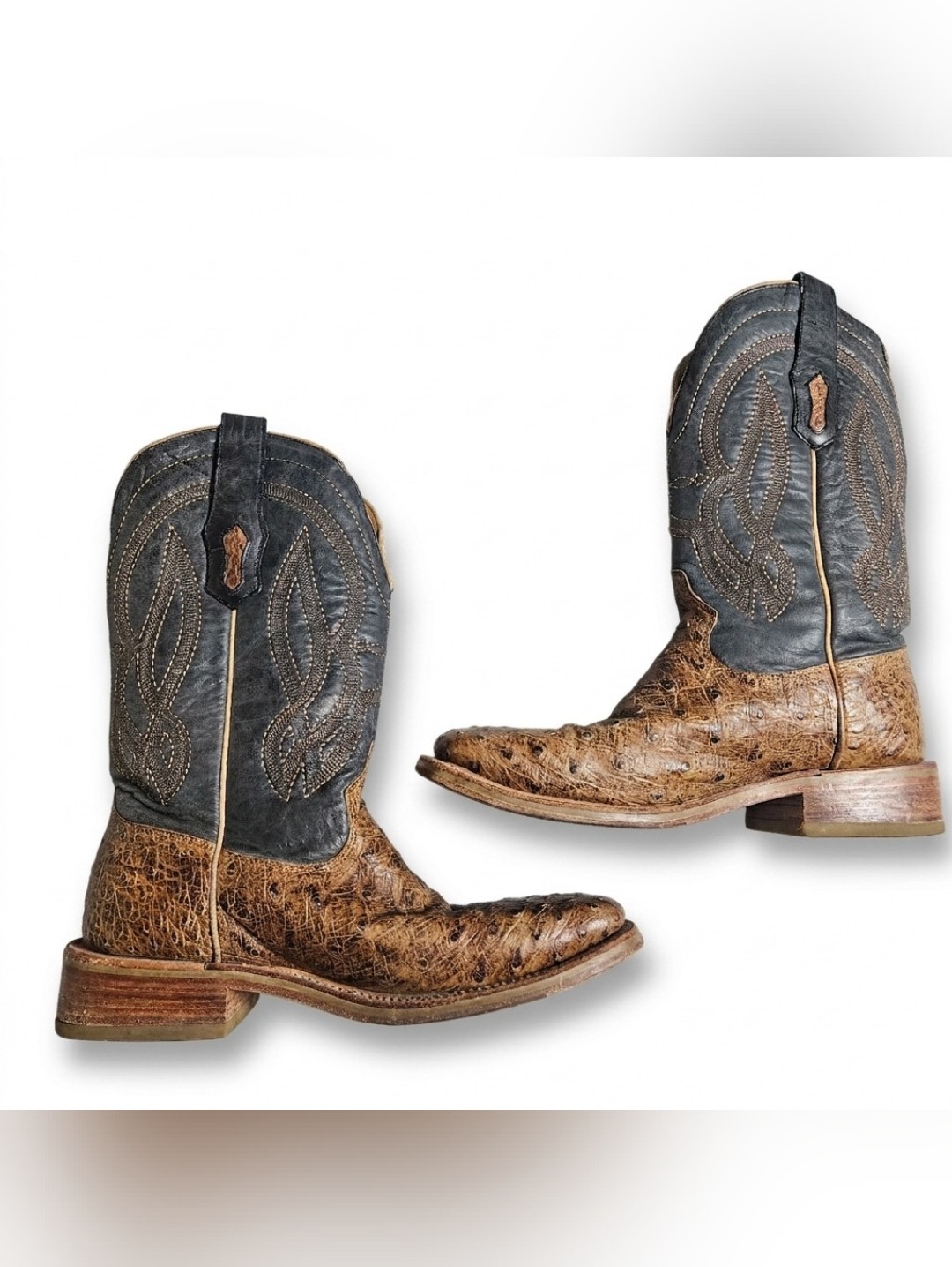 Corral Menâs Full Quill Ostrich Square Toe Boots 8.5 Ee